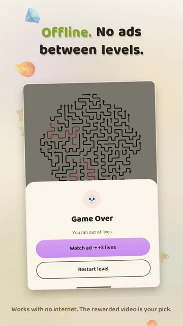 Arrow Doodle's optional rescue screen, offering a rewarded video the player can decline.